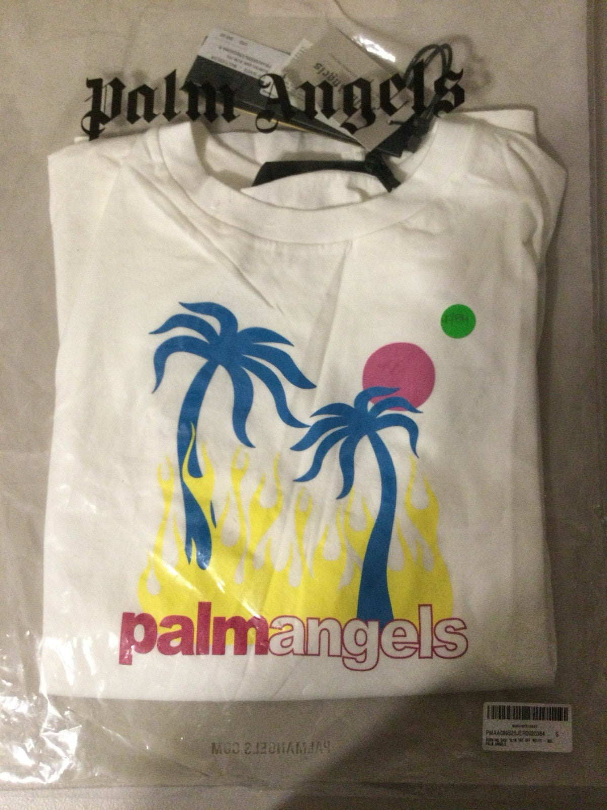 Palm Angels Burning Gas Slim Tee White Mens S NWT