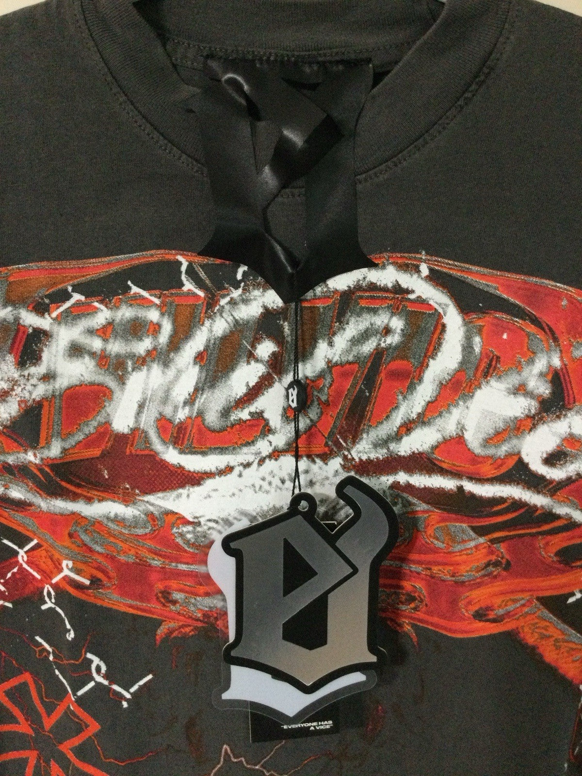 Ecko Black Double-Sided Skull Graphic V-Neck Tee Mens M NWT