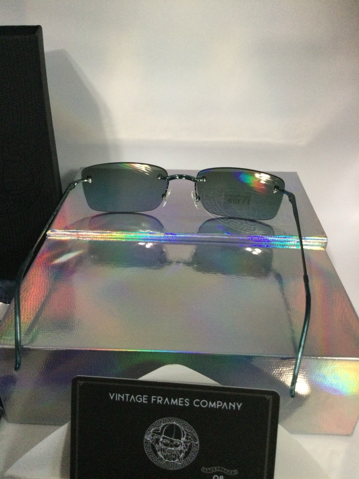 Gianfranco Ferre Rimless Sunglasses Black Metal Gray Mirrored
