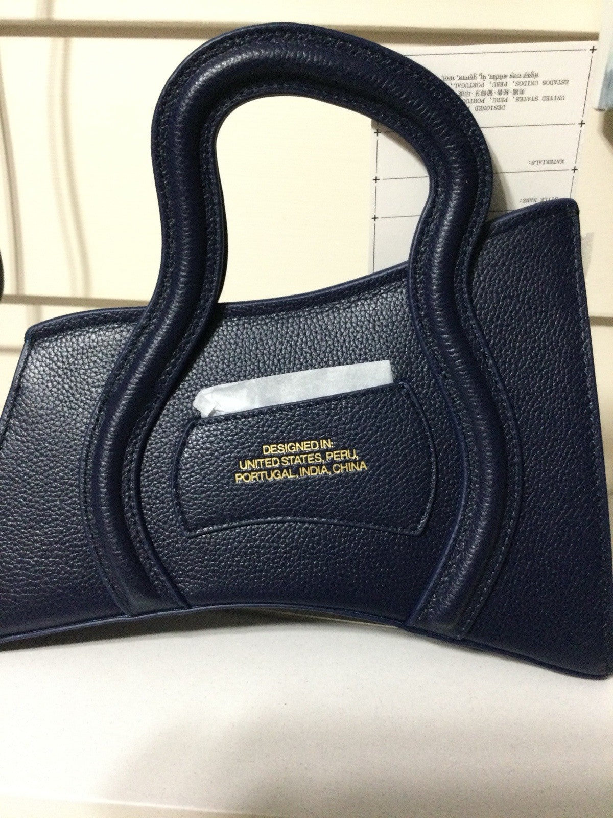 MSCHF GSCT JFK Handbag Navy Pebbled Leather
