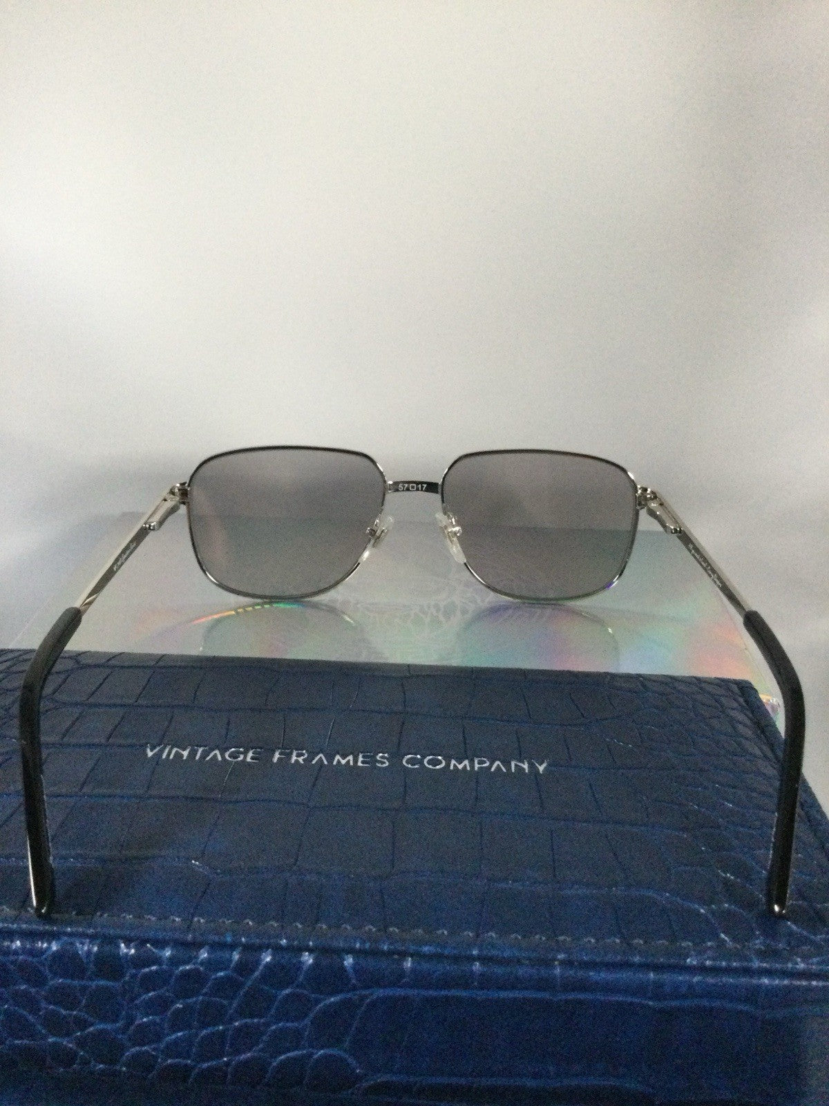 Vintage Frames Company Geometric Sunglasses Silver Metal Gray Gradient
