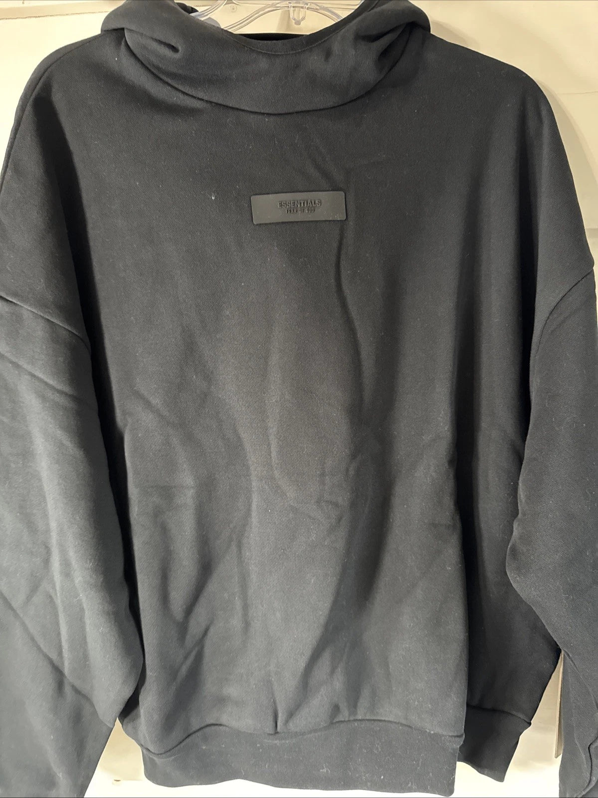 Fear of God Essentials Chest Logo Hoodie Jet Black S - New With Tags (192SP242054F)