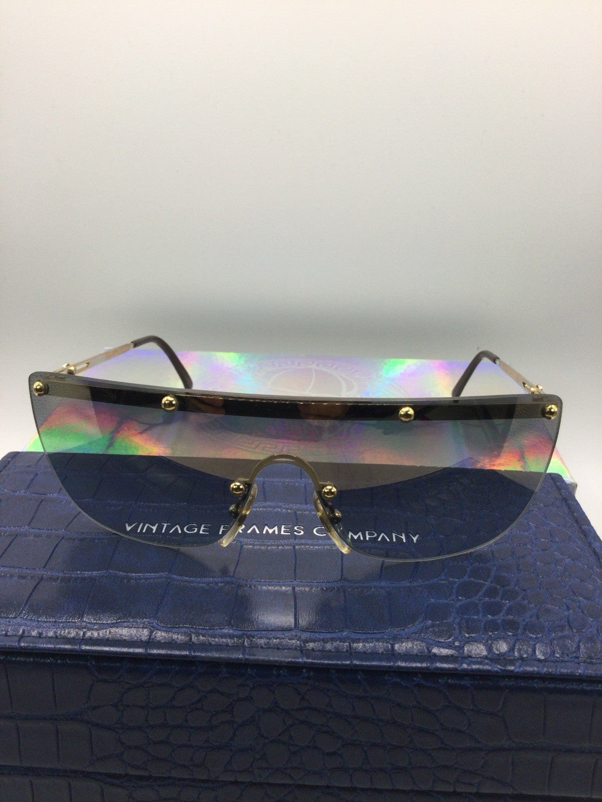 Playboy 4674 Shield Rimless Sunglasses Gold Mirrored