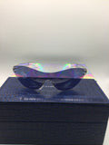 Vintage Frames Company Rimless Shield Sunglasses Silver Mirrored Blue