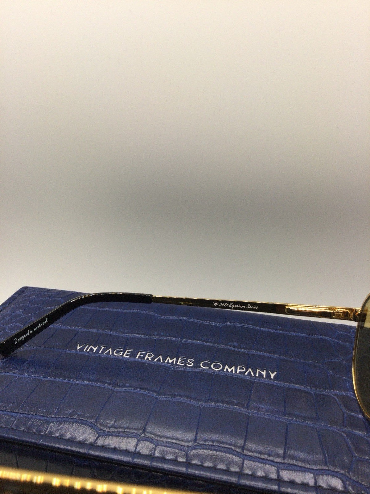 Vintage Frames Company Round Sunglasses Gold Metal Gray Gradient