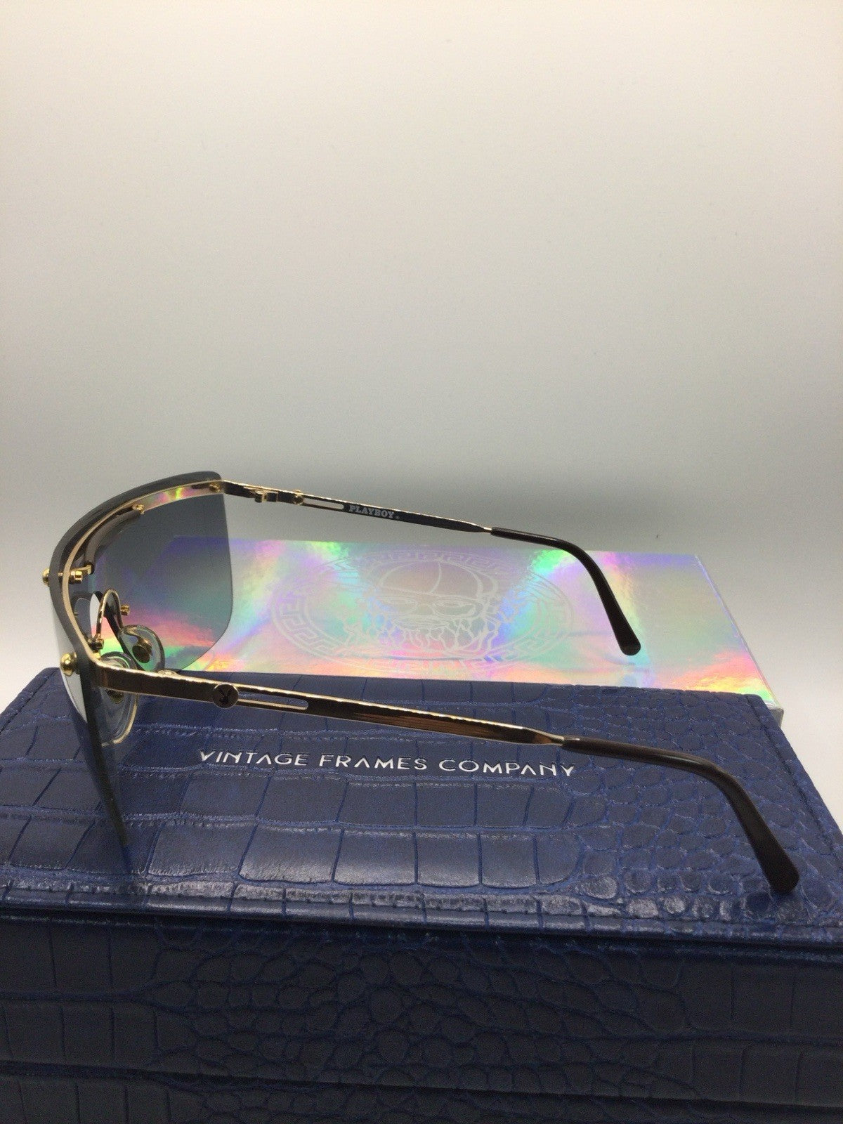 Playboy 4674 Shield Rimless Sunglasses Gold Mirrored