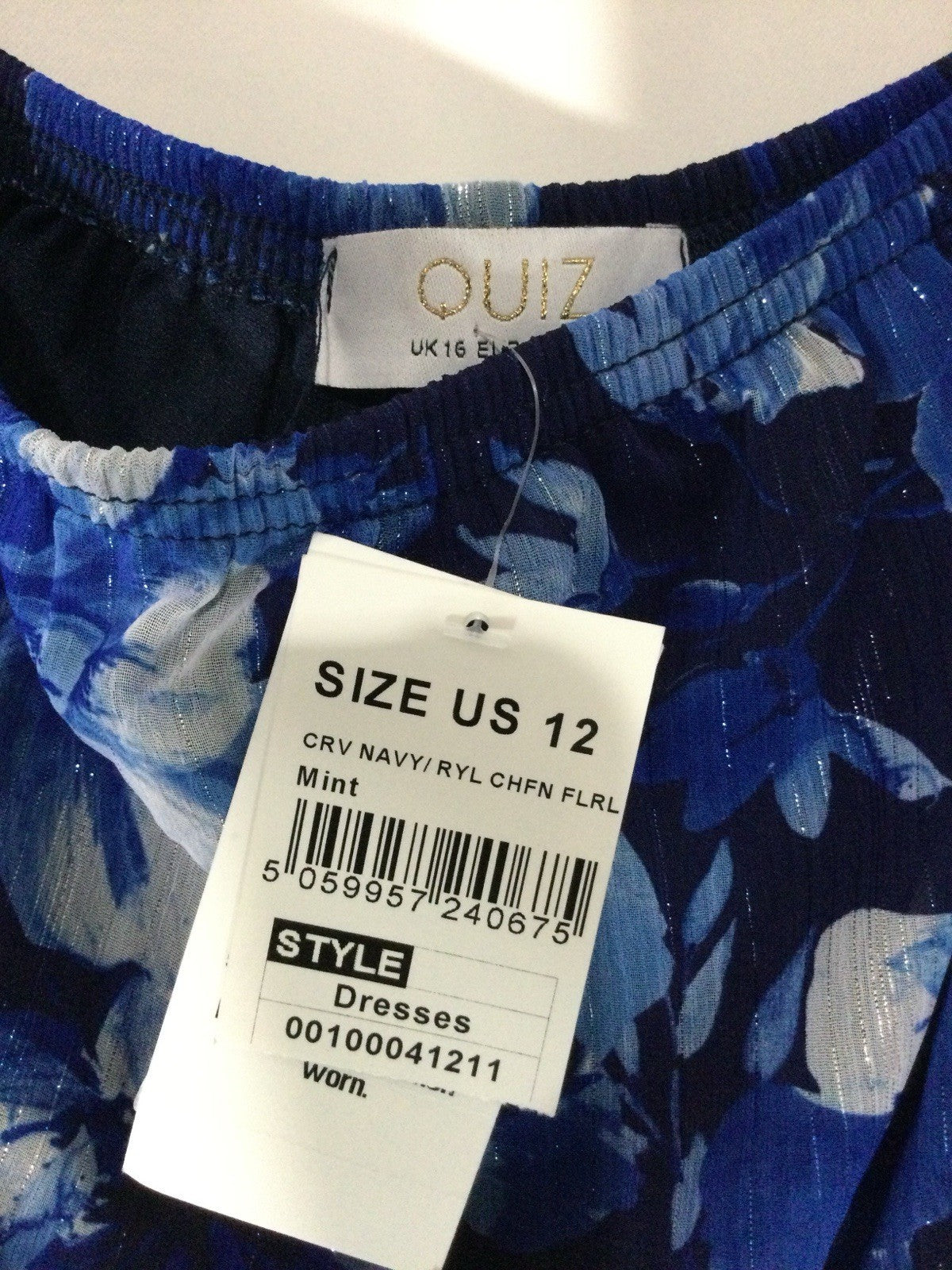 Quiz Blue Floral Chiffon Midi Dress US 12 NWT