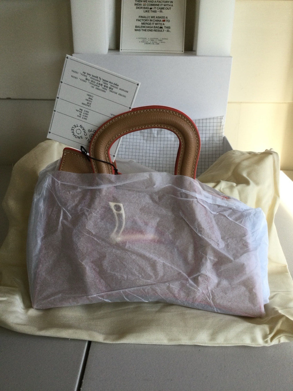 MSCHF GSCT Handbag Fawn Tan Red Leather