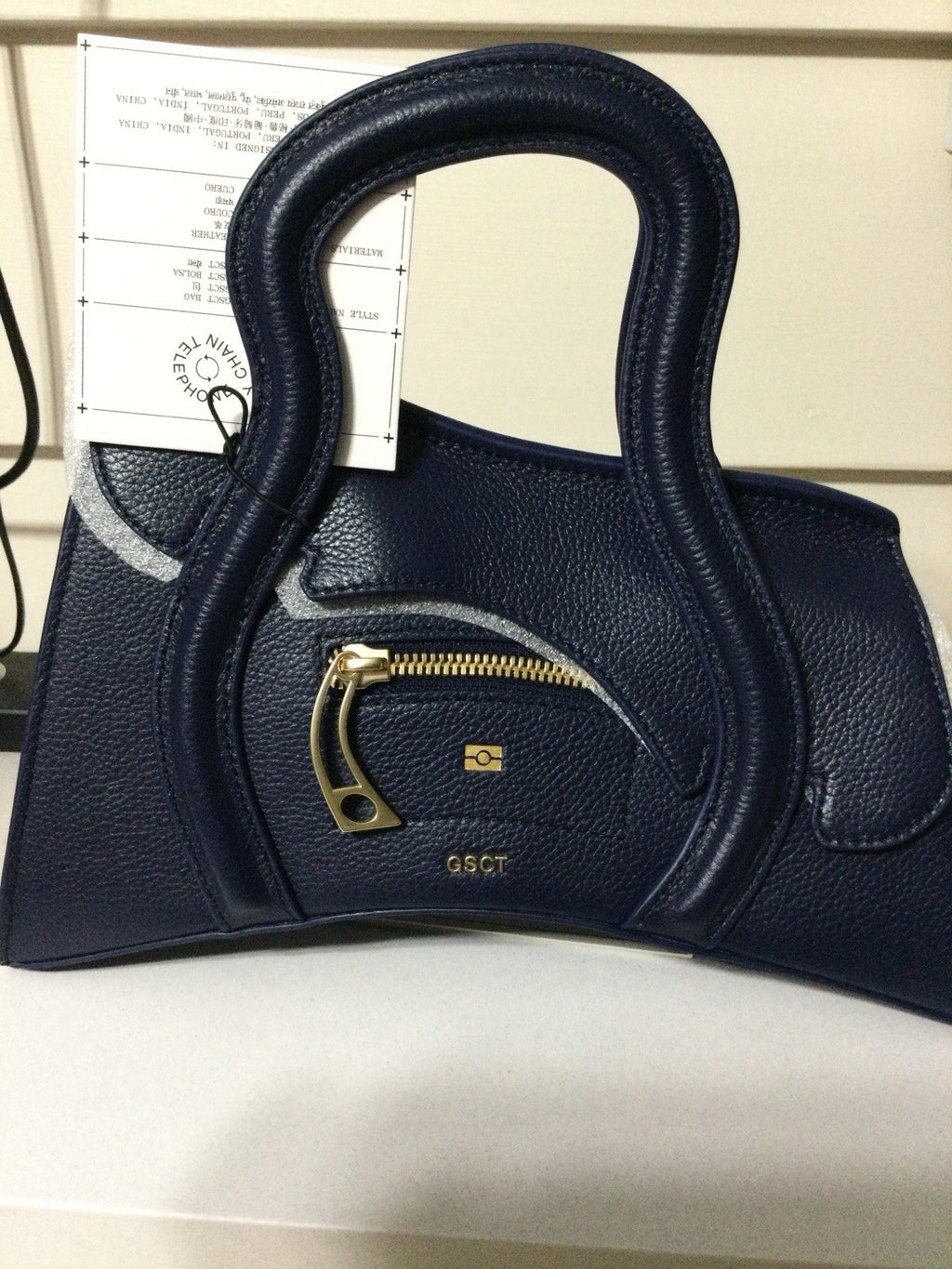 MSCHF GSCT JFK Handbag Navy Pebbled Leather