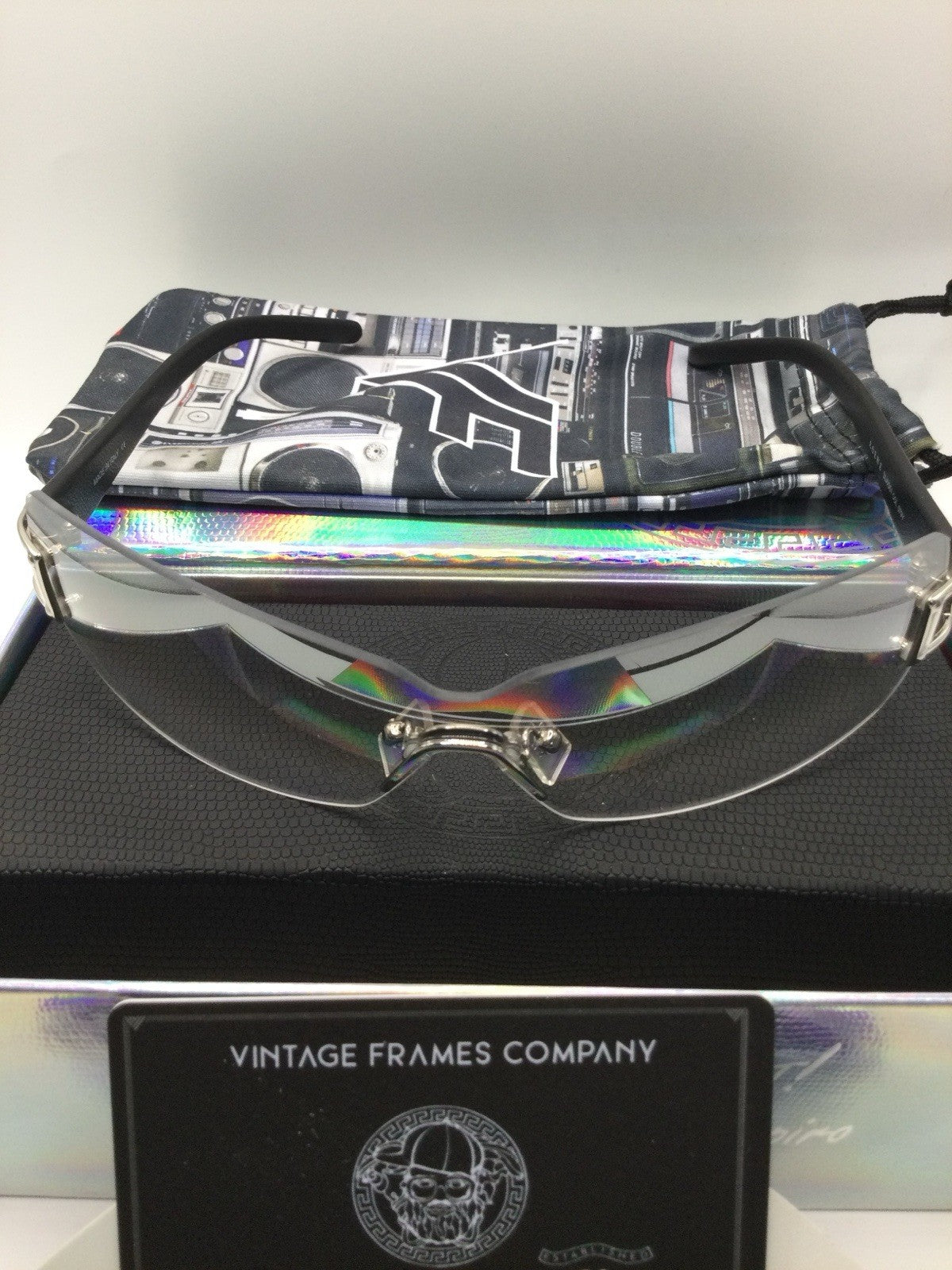 Loewe SLW061 Shield Rimless Sunglasses Black Frame Gray Lens
