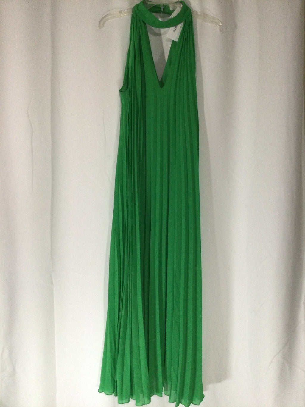 Quiz Green Chiffon Pleated Halter Maxi Dress US 12 NWT